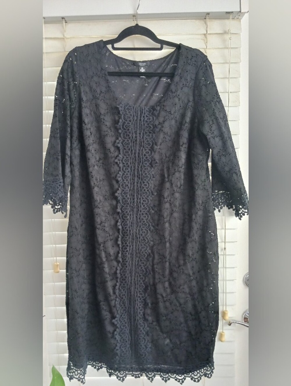 Alfani Black Lace Crochet-Trim Tunic Top